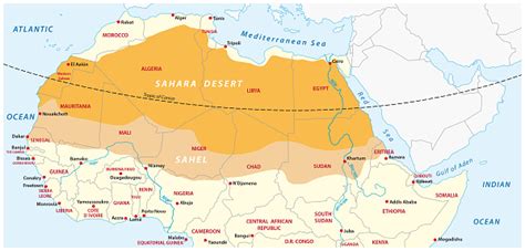 Sahara, largest desert in the world. サハラ砂漠とサヘル地帯の地図 - アフリカのベクターアート素材や画像を多数ご用意 - iStock