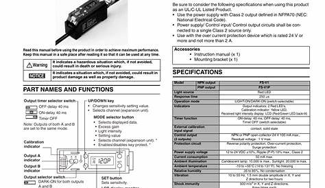 KEYENCE FS-V1(P) User Manual | 4 pages