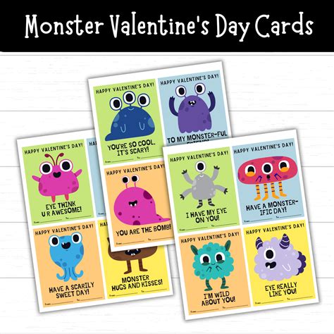 Printable Monster Valentines Day Cards Mom Wife Busy Life