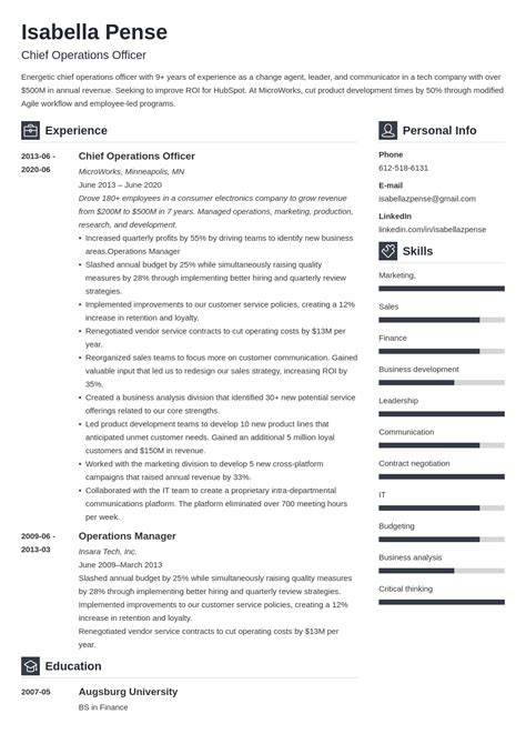 Chief Operating Officer Coo Resume Examples And Template