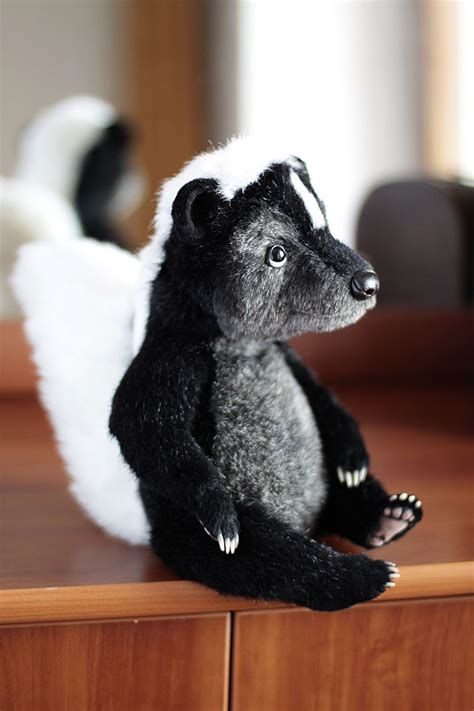 Realistic Stuffed Animal Plush Skunk Art Doll Soft Lifelike Etsy
