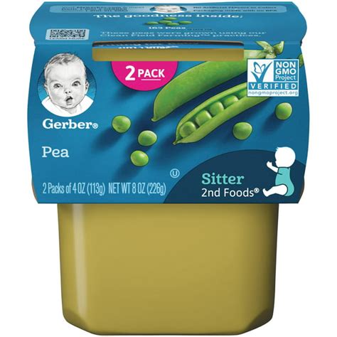 Gerber 2nd Foods Pea Baby Food 4 Oz Tubs 2 Count Pack Of 8