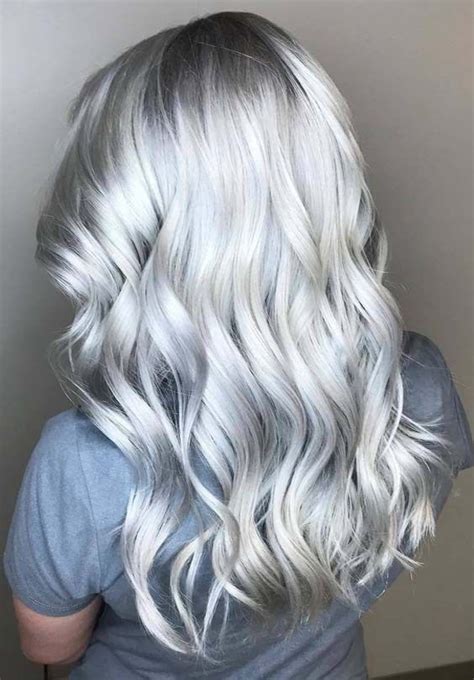 Silver Gray Hair Colors And Highlights In Grey Hair Color Silver Platinum Blonde Hair