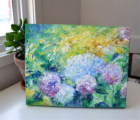 Hydrangea Flowers Painting Original Oil Artwork Floral Etsy