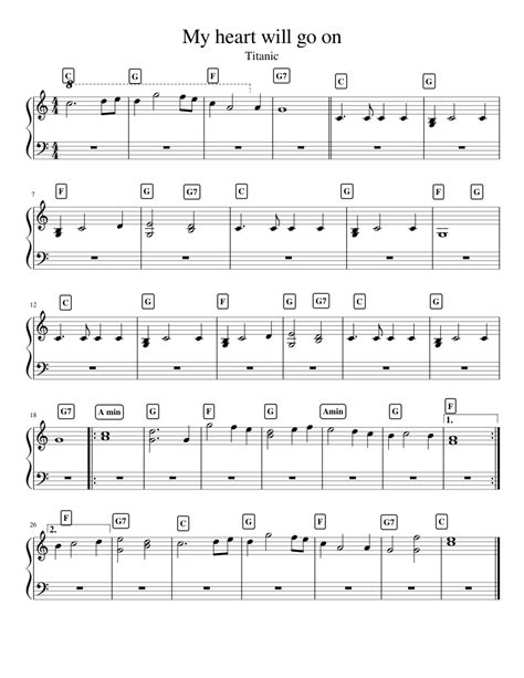 This score is based on. My heart will go on Sheet music for Piano (Solo ...