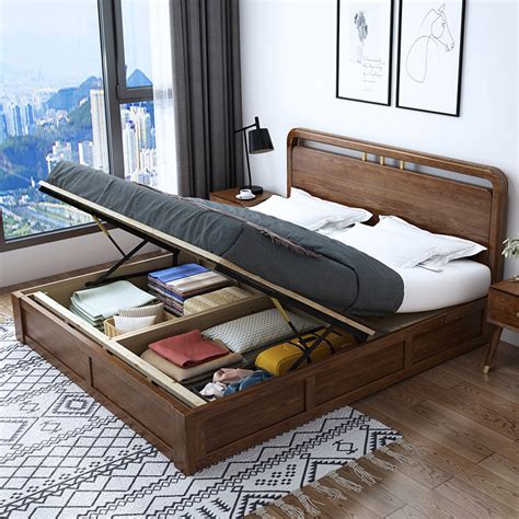 modern chinese solid holz neoclassical simple doppel bett cama doble