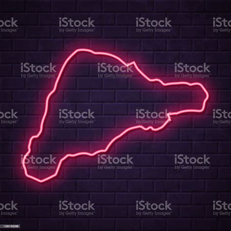 Easter Island Map Glowing Neon Sign On Brick Wall Background Stock