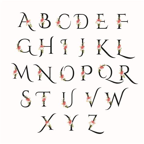 Florale Alphabet Schriftzug Dekoration Premium Vektor