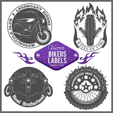 Motorcycle Vector Set With Vintage Custom Logos Badges Design