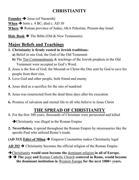 The Rise Of Christianity Worksheet