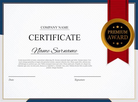 Plantilla De Certificado Diploma De Premiación En Diseño Vector Premium