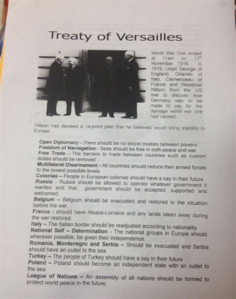 Treaty Of Versailles Worksheet Pdf Answers Inspirenetic