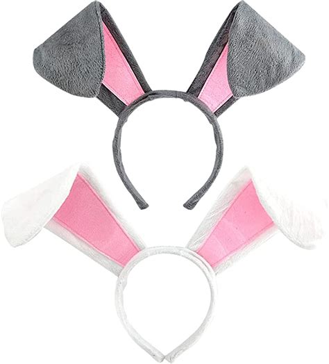 Lurrose 2pcs Bunny Ear Headband Plush Cloth Rabbit Ear Hair Hoop Costume Hairbands Headpiece