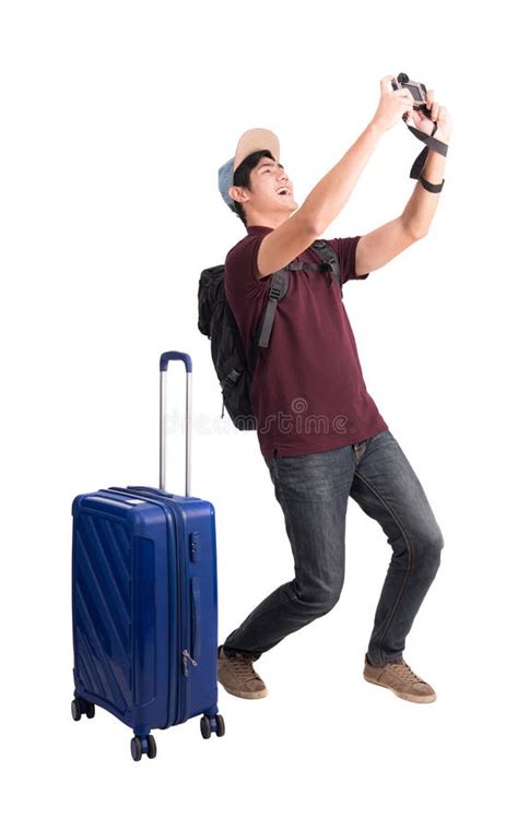 Young Traveler Man With Suitcase And Camera Stock Photo Image Of