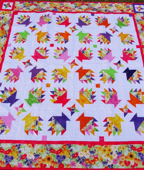 Bright Colored Basket Quilt With Flowers And By Quiltswithkare