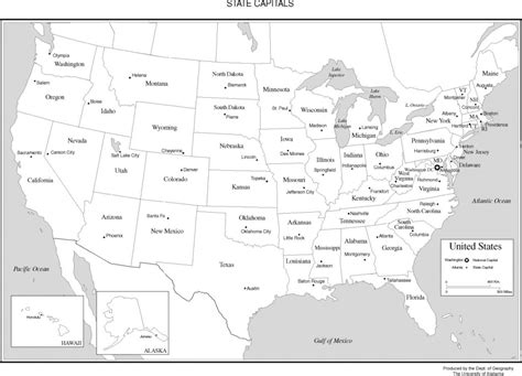 50 States And Capitals Blank Map Printable Map