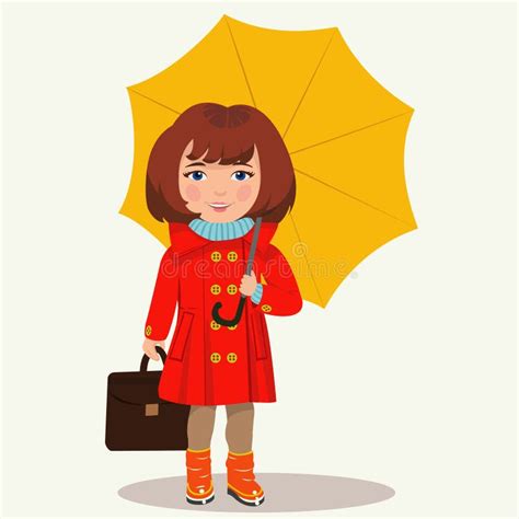 Girl With An Umbrella Stock Vector Illustration Of Action 59824587