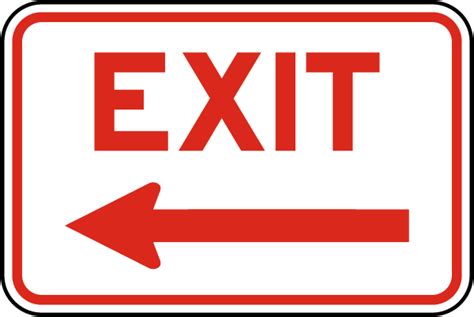 Exit Left Arrow Sign W5407 By