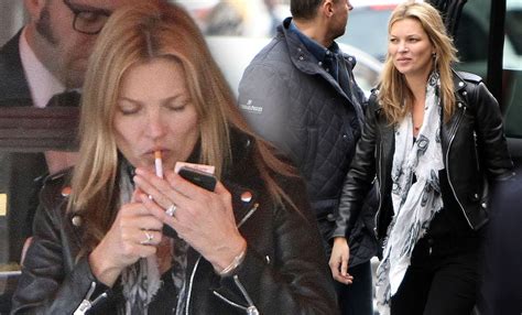 Shes Still Smoking Hot A Leather Clad Kate Moss Lights Up A Cigarette