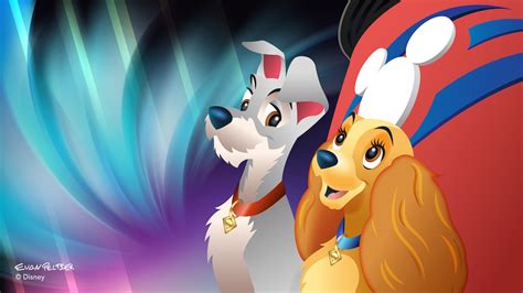 Disney Doodle Lady And The Tramp Enjoy A ‘bella Notte