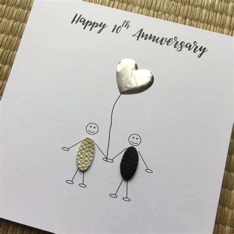 10th Wedding Anniversary Card Personalised Tin Anniversary Little People