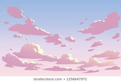 Vector Pink Sky Clouds Anime Clean Style Background Design Dibujos Cosas Para Dibujar