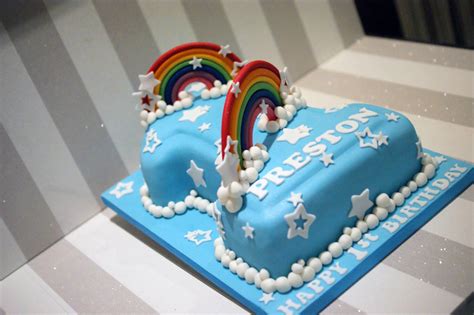 Rainbow Themed 1st Birthday Cake Bakealous