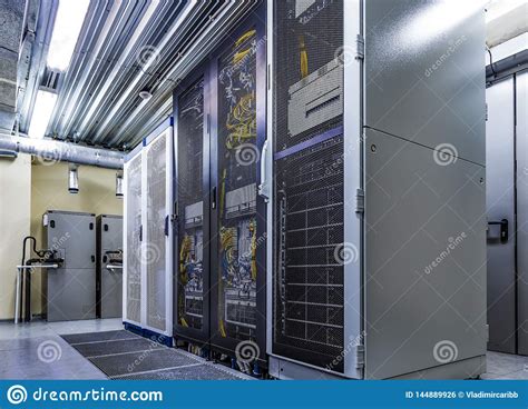 Room With Server Rack Of Hardware Cloud Storage In Big Data Center