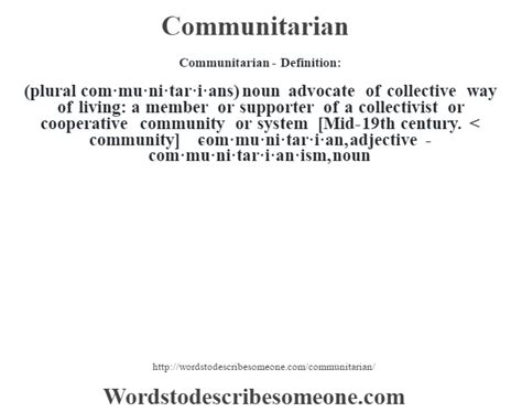 Communitarian Definition Communitarian Meaning Words To Describe Someone