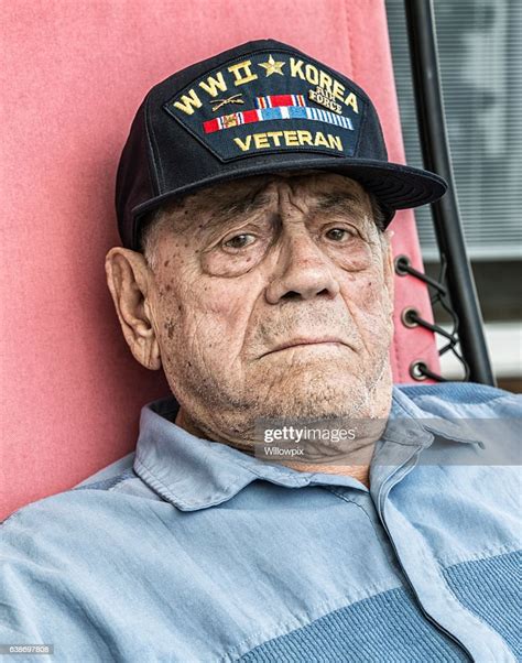 Tears In Eyes Elderly Wwii Korea Veteran With The Blues High Res Stock