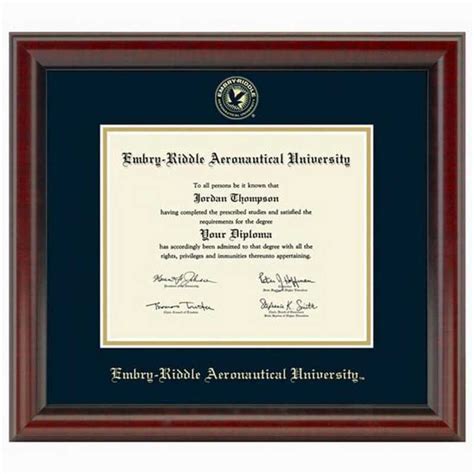 Mlahart And Co Embry Riddle Fidelitas Cherry Wood Diploma Frame