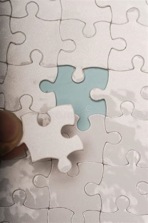 Closed Up Shot Of Blank White Puzzle Pieces Stock Photo Image Of Shot