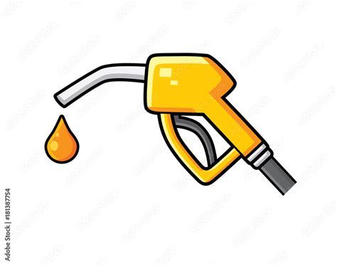 Yellow Fuel Pump Nozzle And Drop Isolated Gas Filling Station Icon