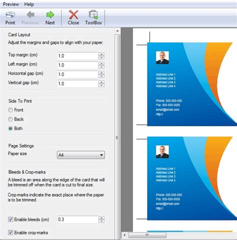 Image or logo, organization name, contact name, address, email address and website url. CardWorks Business Card Software - Download