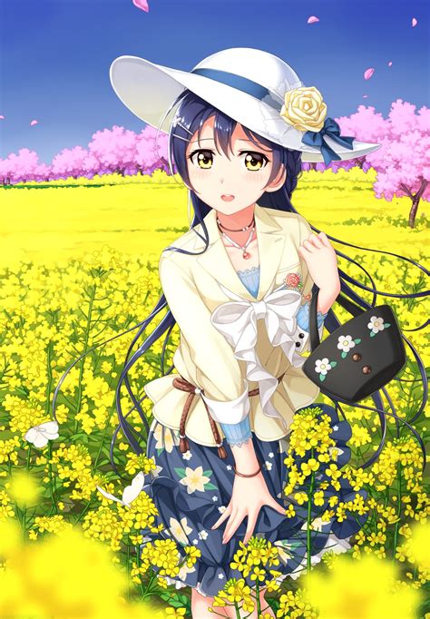 Wallpaper Love Live Anime Girls Sonoda Umi Field Flowers