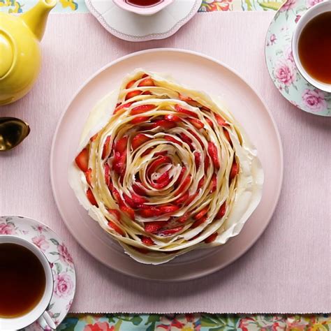 Strawberry Rose Crepe Cake Recipe By Maklano