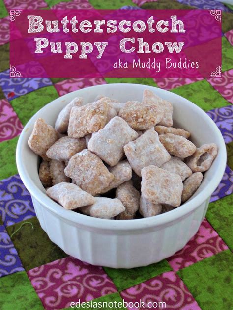 Stir the peanut butter into the melted chocolate until smooth. Butterscotch Puppy Chow (Muddy Buddies) | Puppy chow recipes, Chex mix recipes, Chex mix puppy chow