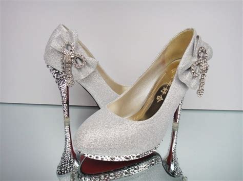 2015 Silver Luxury Bling Women Pumps 10cm High Heels Wedding Shoes