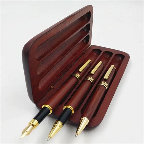 Stationary Set 3 Type Pens With Pen Holder Wooden Stationery Sets Of