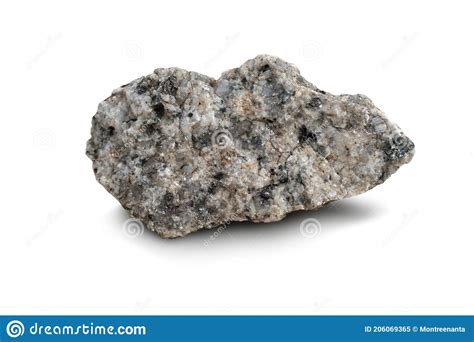 Raw Specimen Of Granite Igneous Rock Isolated On A White Background