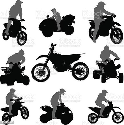 Ilustración De Vector Siluetas De Motocicletas Y Atvs Y Más Vectores