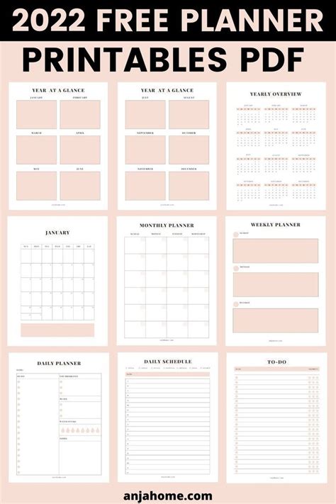 Free Printable Planner 2022 Pdf Instant Download Anjahome Student