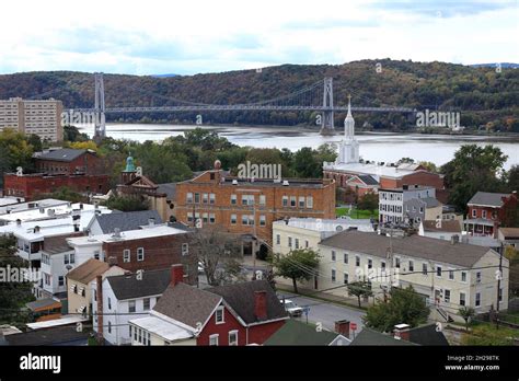 Mid Hudson Bridge Over Hudson River With Town Of Poughkeepsie In