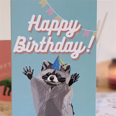 Raccoon Birthday Card By Sazzlebybell Small Market