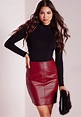 Missguided Faux Leather Mini Skirt Burgundy in Purple | Lyst