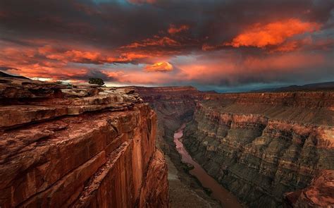 Nature Landscape River Canyon Clouds Desert Sky Erosion Red