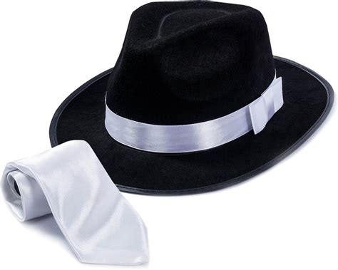 Tigerdoe Fedora Hat Fedora Gangster Hat With White Tie 2 Pc Set