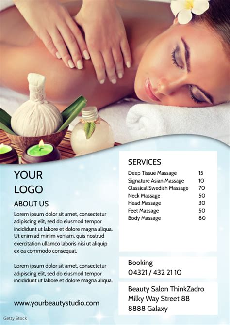Copia de Massage Beauty Services Flyer Brochure Advert | PosterMyWall