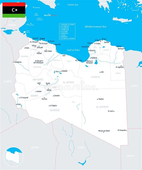 Libya Map Detailed Vector Illustration Stock Illustration