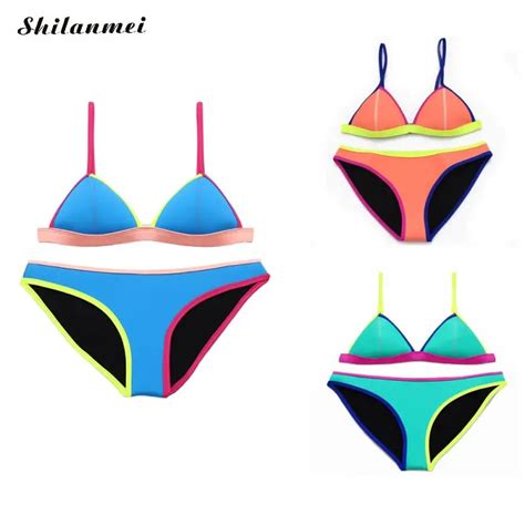 2017 Patchwork Sexy New Bikini Different Colors Bathing Suit Maillot De Bain Femme Halter Top